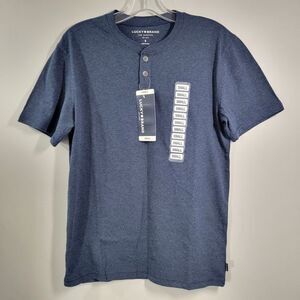 Lucky Brand Henley Shirt Men's S American Navy Short Sleeve 7MS6011